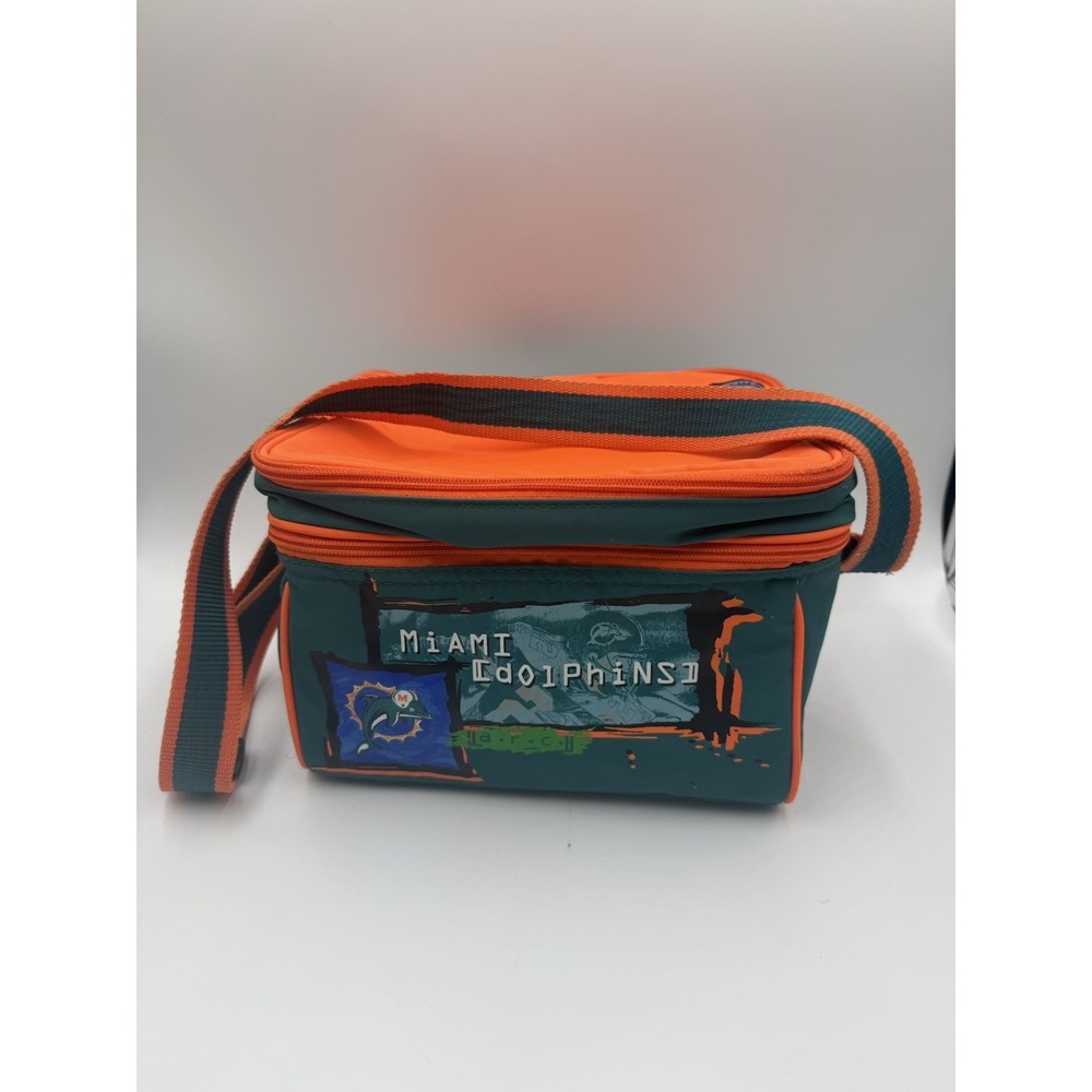 Vintage Miami Dolphins Insulated Cooler Bag NFL Orange Green Lunch Bag